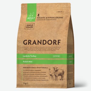 Корм Grandorf ягненок с индейкой для взрослых собак мелких пород (3 кг)