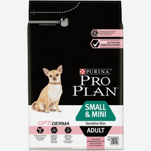 Корм Purina Pro Plan для взрослых собак мелких и карликовых пород с чувствительной кожей, с высоким содержанием лосося (7 кг)