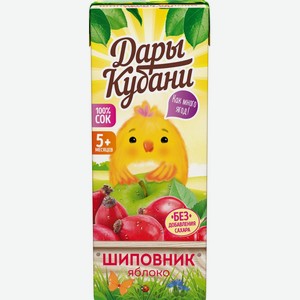 Детское питание сок ДАРЫ КУБАНИ Яблоко-шиповник, Россия, 200 мл