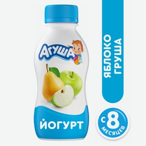 Йогурт питьевой Агуша яблоко и груша 2.7%, 180г Россия