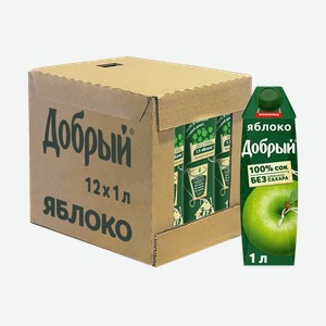 Сок Добрый Яблочный, 1л x 12 шт Россия