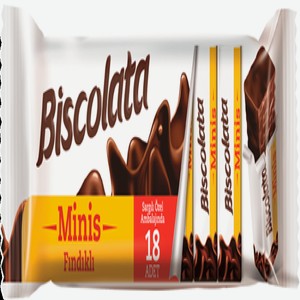Вафли  Biscolata Minis  в мол.шоколаде с ореховым кремом 117гр 24шт/кор 0.117 г