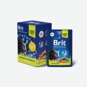 Корм для кошек Brit Premium стерилизованных ягненок и говядина в соусе 85г*5+1шт