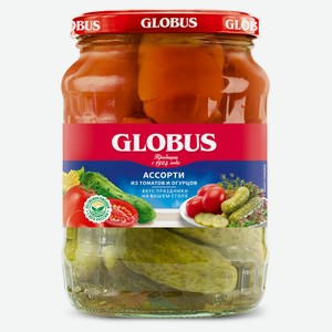 Ассорти овощное GLOBUS томаты и огурцы, 720 мл