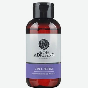 SIGNORE ADRIANO Шампунь для волос, гель для душа и бритья 3 в 1  ZEFIRO  с эффектом ментола