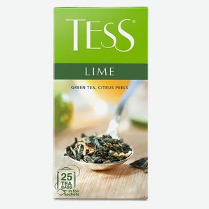 Чай зеленый Tess Лайм с добавками в пакетиках, 25 шт