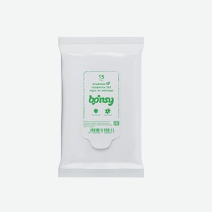 Bonsy влажные салфетки универсальные для лап, глаз и ушей, с ароматом  мусс из авокадо , 15 шт (65 г)