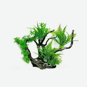 Искусственный декор Rabizy для аквариума Коряга с растениями 30х18 см