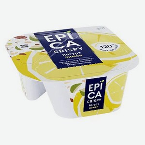 Йогурт EPICA Crispy с лимоном семенами тыквы печеньем белым шоколадом 8.6%, 140 г