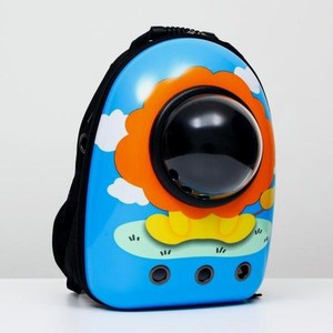 Рюкзак для переноски животных Пижон с окном для обзора «Лев» голубой