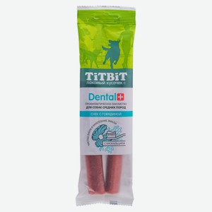 Лакомство для собак TiTBiT Дентал+ Снек с говядиной для средних пород, 85 г