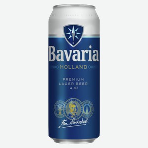 Пиво БАВАРИЯ Премиум светлое, ж/б, 0.45л