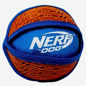 Nerf мяч нейлоновый пищащий с узором, 15 см, (синий/оранжевый) (222 г)