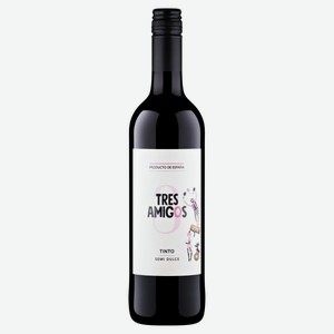 Вино Трес Амигос Красное Полусладкое 0.75л