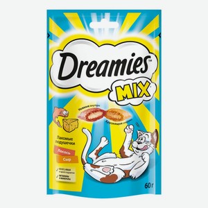 Лакомство Dreamies Mix для взрослых кошек с лососем и сыром 60 г