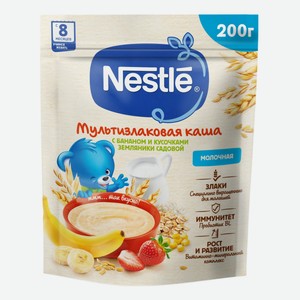 Каша Nestle мультизлаковый молочная банан-земляника с 8 месяцев 200 г