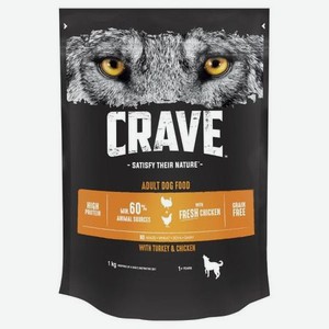 Корм для собак Crave курица-индейка 1кг