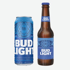 Пиво светлое BUD Light 4,1% ж/б 0,45л, ст/б 0,44л
