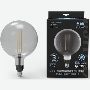 Лампа LED GAUSS E27, шар, 6Вт, белый нейтральный, Vintage, одна шт. [154802205]