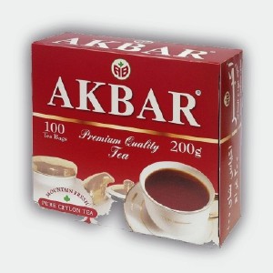 Чай черный  Акбар , цейлон красно-белая серия, 100 пак.