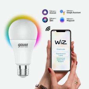 Умная Wi-Fi лампочка Gauss Smart Home А60 8,5W 806лм E27, управление голосом/смартфоном, с изменением цвета и температуры, диммируемая