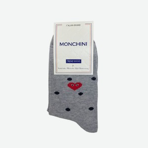 Носки женские Monchini артL177 - Серый, Сердце, горох, 35-37