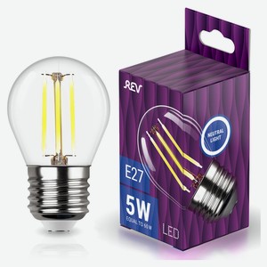 Лампа светодиодная REV DECO Filament шарPremium G45 5Вт E27 4000K 545 Лм