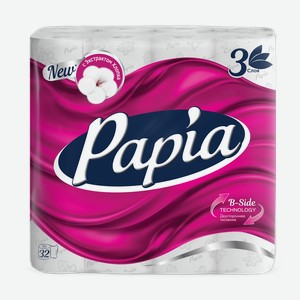 Туалетная бумага Papia белая 3-слойная, 32 рулона Россия