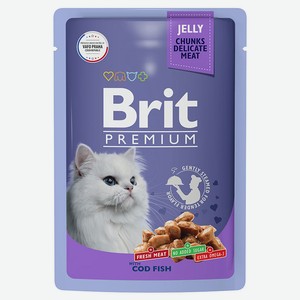 Корм для кошек Brit треска в желе, 85 г