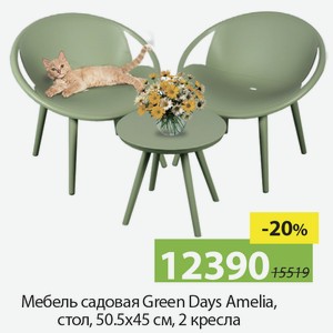 Мебель садовая Green Days Amelia, стол, 50,5*45см, 2 кресла.