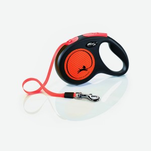 Flexi рулетка-ремень светоотражающая для собак, оранжевая (15кг, 5м)