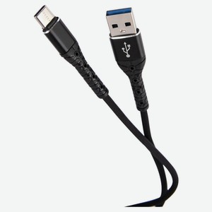 Дата-кабель mObility USB – Type-C, 3А, тканевая оплетка, черный