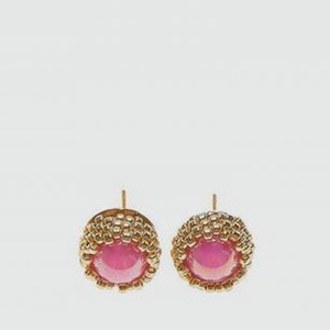 Серьги BEADED BREAKFAST Basic Stud Earrings With Beads Gold-pink 2 шт