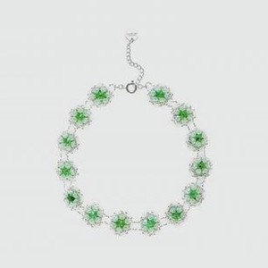 Колье BEADED BREAKFAST Vintage Style Necklace With Rhinestones Green 1 шт