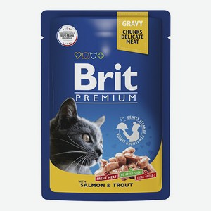 Влажный корм Brit Premium с лососем-форелью повседневный для кошек 85 г