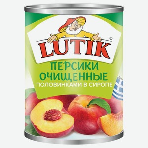 Персики очищенные LUTIK половинки в сиропе, 850 мл