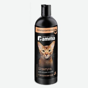 Шампунь для кошек и котят Gamma антипаразитарный с экстрактом трав, 250 мл