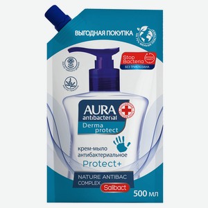 Мыло жидкое Aura антибактериальное дой-пак, 500 мл