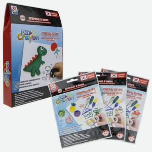 Набор тесто-мелков 1 Toy Clay Crayon   Динозавр   (3 цвета по 30 гр) в коробке 13 9x19x3 см Т19012