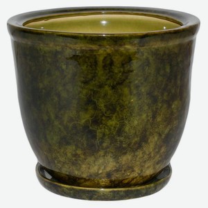 Горшок керамический Кедр зеленый с поддоном Ø25 см, 8 л