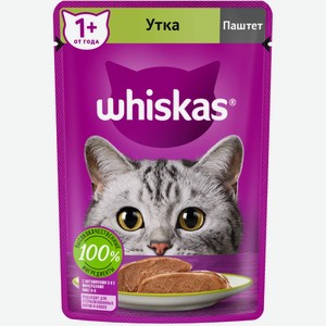 Корм для кошек Whiskas Паштет с уткой влажный, 75 г