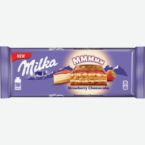 Шоколад молочный со вкусом чизкейка, клубничный начинкой и печеньем ТМ Milka (Милка)