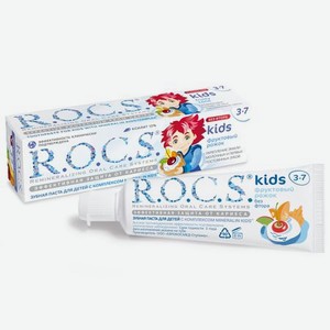 Зубная паста ROCS для детей фруктовый рожок без фтора 45 гр