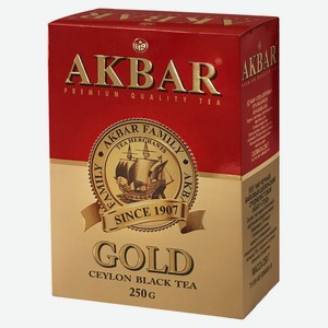 Чай Akbar Gold черный цейлонский листовой, 250г Россия