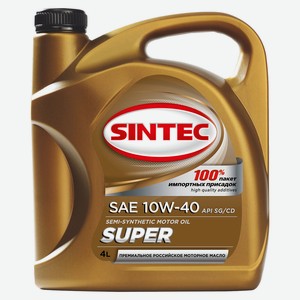 Масло Sintec Super Sae 10W-40 API SG/CD, 4 л
