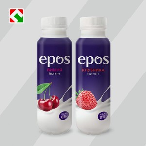 Йогурт питьевой  EPOS ,0%, 250г: - вишня - клубника