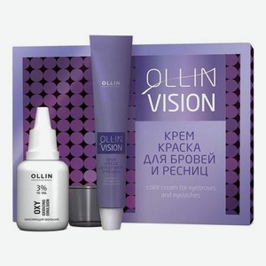 Набор для бровей и ресниц Vision Color Cream For Eyebrows And Eyelashes (крем-краска 20мл + окислитель 20мл): Black