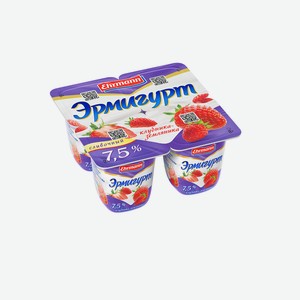 Продукт йогуртный Эрмигурт Сливочный Клубника-Земляника 7.5%, 100 г 