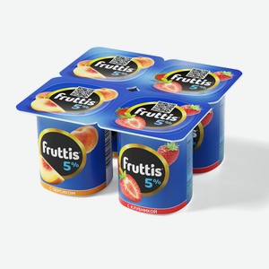 Продукт йогуртный Fruttis клубника и персик 5%, 115 г