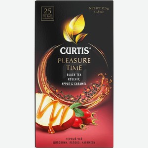 Чай черный в пакетиках CURTIS  Pleasure Time  , c шиповником, яблоком и ароматом карамели, 25 пакетиков